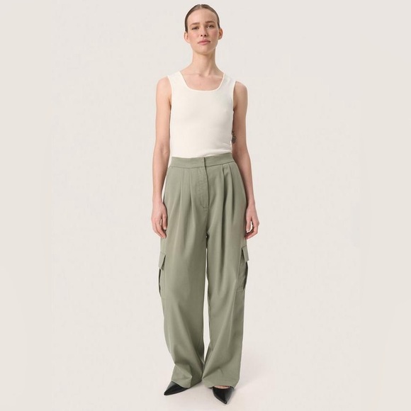 NEW Soaked In Luxury Kellie Cargo Trousers, Green large - Picture 2 of 15